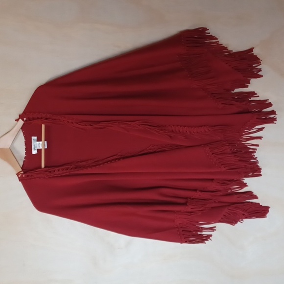 Coldwater Creek 100% Acrylic Red Shawl With Fringe - Picture 1 of 11